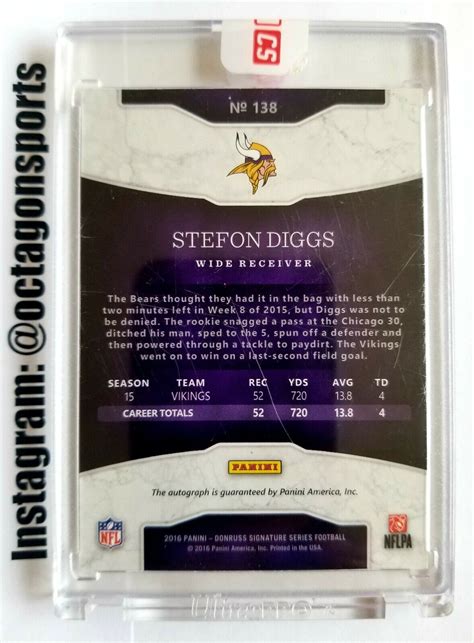 2016 Panini Signature Series Gold Stefon Diggs Auto 15 11 First One Ebay