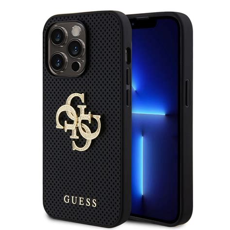 Guess Pu Perforated 4g Glitter Metal Logo Zadní Kryt Pro Iphone 15 Pro