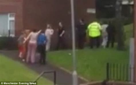 Shocking Moment Police Officer Pushes Woman To The Ground During Arrest Daily Mail Online
