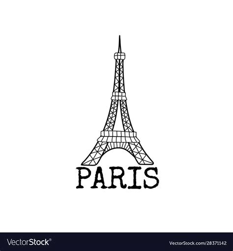 Paris Symbol Eiffel Tower Line Drawing Royalty Free Vector