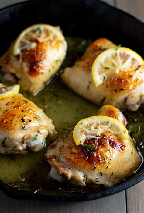 With this recipe, you brown the chicken breast in the cast iron skillet (affiliate link), put the lid on and put it in the oven to bake. Cast Iron Chicken Thighs with Lemon & Rosemary | Kitchen ...