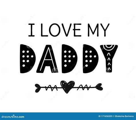 I Love My Daddy Cute Hand Written Lettering Stock Vector Illustration