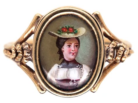 15ct Gold Regency Swiss Enamel Miniature Ring 832g The Antique