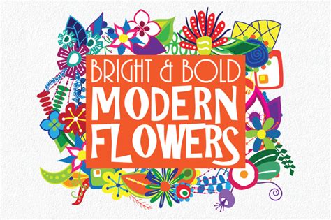 Bright And Bold Modern Flowers 175 Clip Art Elements By Shannon