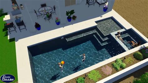 3d Pool Design Custom Rectangular Pool Design With Hot Tub Spa And Tanning Ledge Design Your