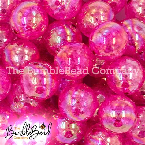 20mm Dark Pink Crackle Bubblegum Beads Acrylic Beads In Bulk 20mm