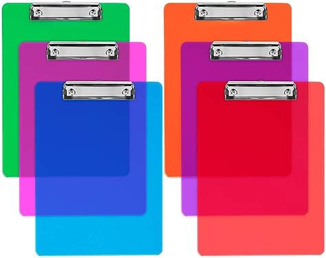 Plastic Clipboards Set Of 6 Multi Pack Clipboard Coloured Assorted