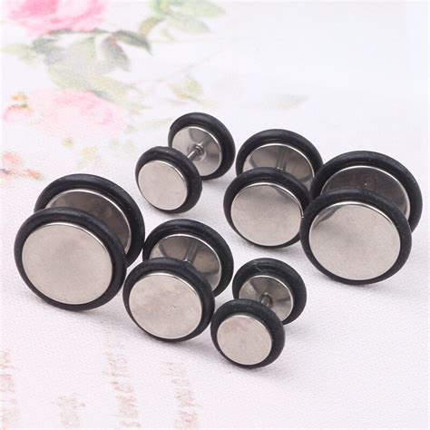 Aliexpress Com Buy L Stainless Steel Fake Cheater Mens Ear Plug Earring Stud Stretcher