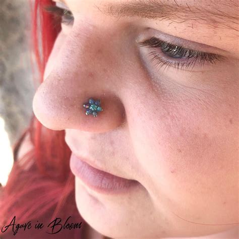 Nostril Piercing With Cute Flower Done By Mariel Court Agaveinbloom