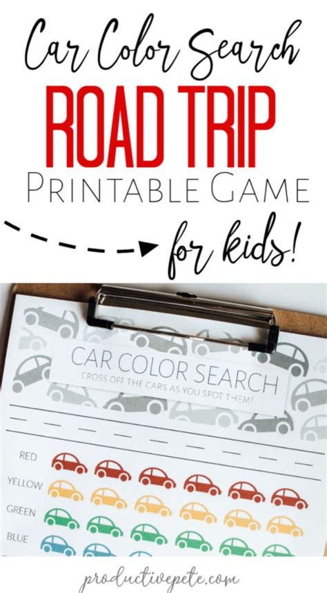 Car Color Search Road Trip Printable Game For Kids Productive Pete