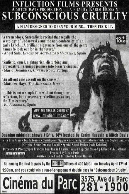 Subconscious Cruelty 2001 Posters — The Movie Database Tmdb
