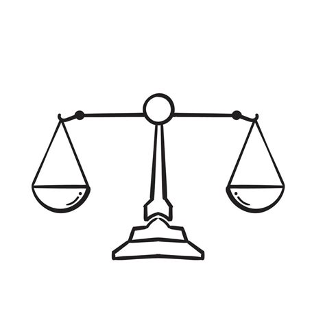 Hand Drawn Justice Scales Line Icon Judgement Scale Sign Legal Law
