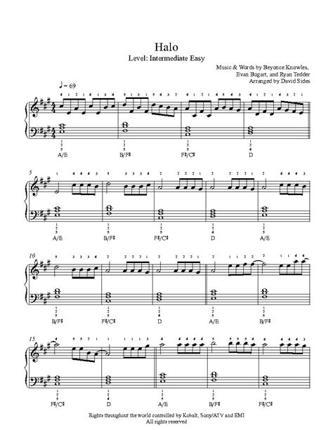 Halo By Beyoncé Knowles Piano Sheet Music Intermediate Level Sheet Music Piano Sheet Music