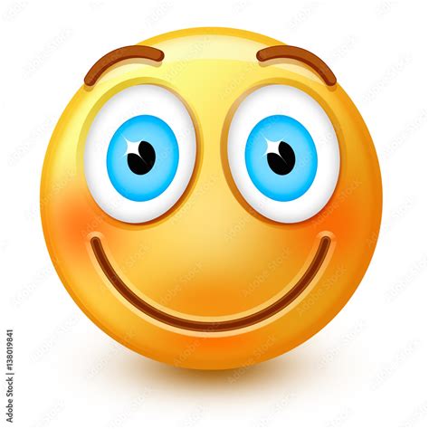 Cute Smiley Face Emoticon Or 3d Happy Emoji With Smiling Mouth Happy
