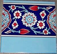 Red Tulip Carnation Ottoman Iznik X Turkish Ceramic Tile Border