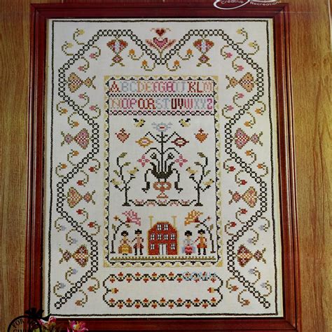 Friendship Sampler Vtg Stamped Cross Stitch Kit Linen Colonial Museum