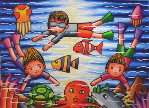 Download now sketsa gambar pemandangan untuk anak tk garlerisket. Mewarnai Pemandangan Bawah Laut Dengan Crayon - GAMBAR ...
