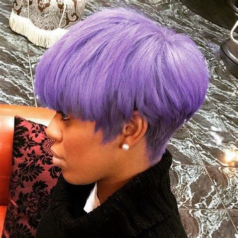 Short Pastel Purple Hairstyle For Black Women Wedge Hairstyles Short