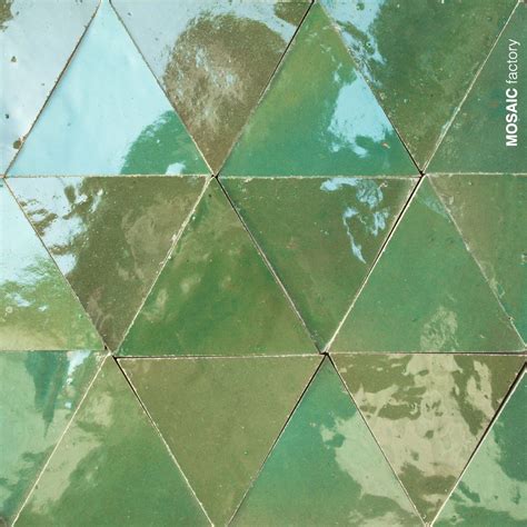 Glossy Green Triangular Zellige Tiles From Mosaic Factorys Zellige