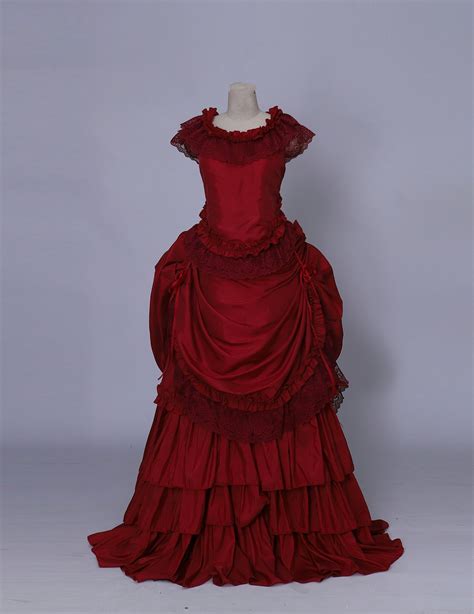 Victorian Dressred Satin Victorian Dress Bustle Dress Etsy Australia