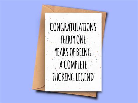 Funny 31st Birthday Card Congratulations On 31 Years Of Being Etsy