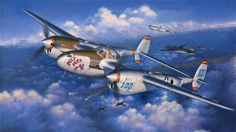 A Squadron Of P 38 Lightning Attack An Japanese Bomber Wing Fondos De
