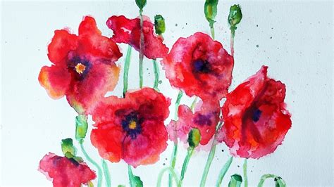 Poppy Flowers Watercolor Painting