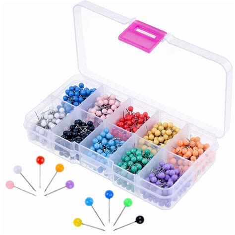 Buy 500 Pcs Multi Color Push Pins Tacks Plastic Round Head Tacks With