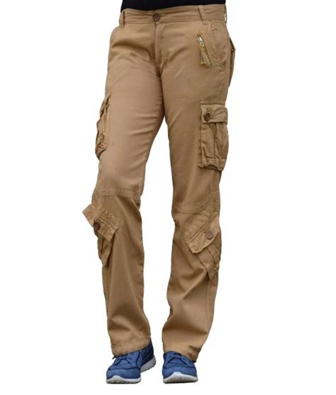 Womens Khaki Casual Cargo Pants Utility Military Pants Cotton Trousers Skylinewears