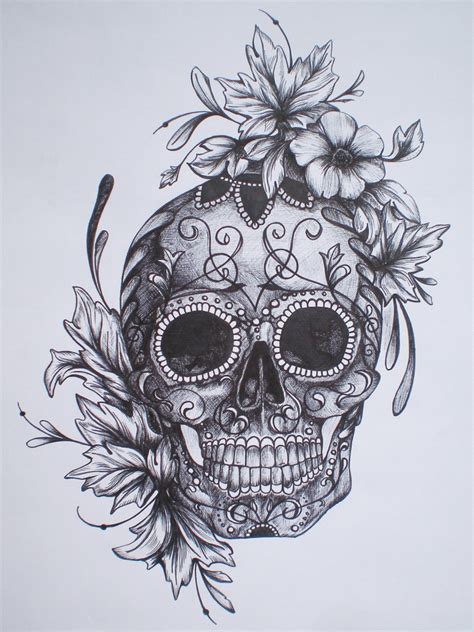 Day The Dead Skulls Drawing Skill