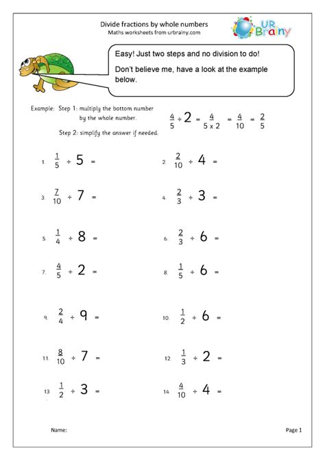 Dividing Fractions By Whole Numbers Fraction And Decimal Worksheets