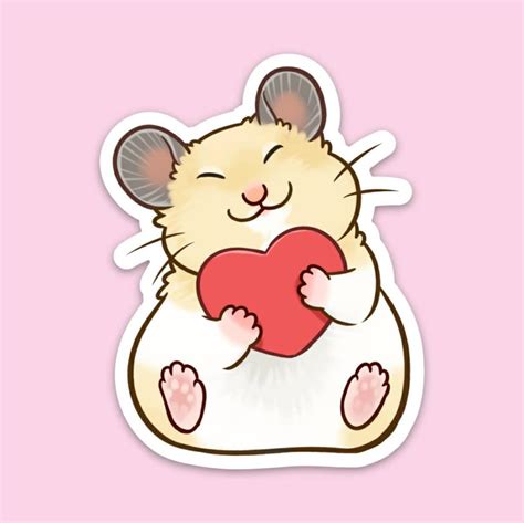 Heart Hamster Vinyl Sticker Etsy