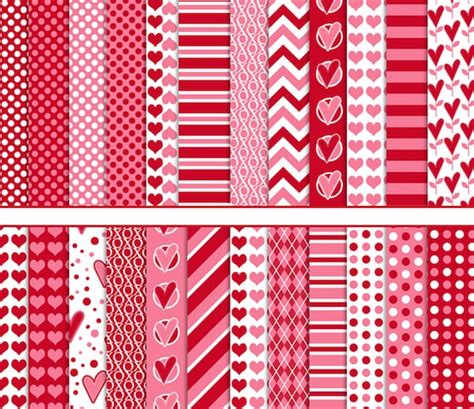 Valentines Day Digital Paper Love Heart Printable Papers Background