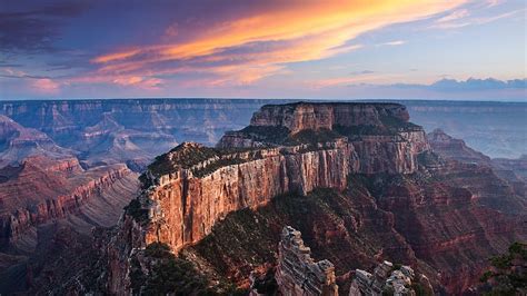 Grand Canyon Usa Nature Trees Arizona Sky Clouds Hd Wallpaper