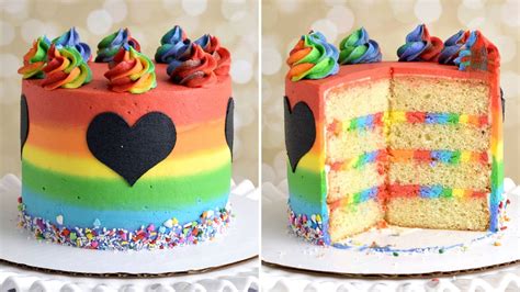 How To Make Buttercream Rainbow Cake With Homemade Sprinkle Mix Youtube