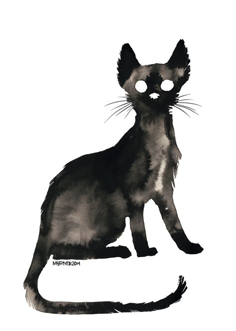 Ink Accidents Cat Art Illustration Black Cat Art Cat Art