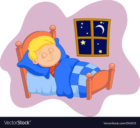 Boy Cartoon Was Asleep In Bed Royalty Free Vector Image