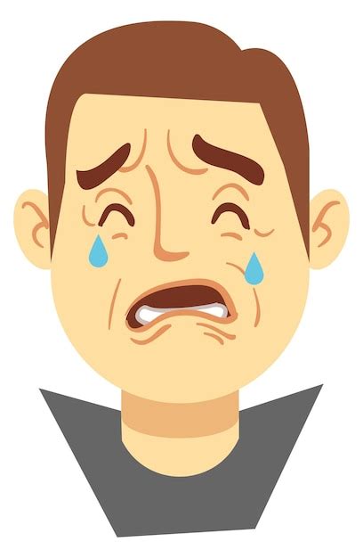 Hombre llorando rostro masculino con lágrimas emoción de dibujos