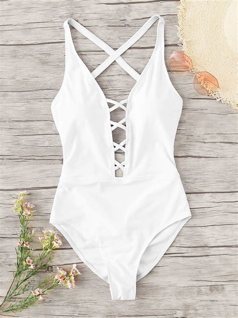 Criss Cross One Piece Swimsuit Backless One Piece Swimsuit One Piece Swimsuit Trendy One