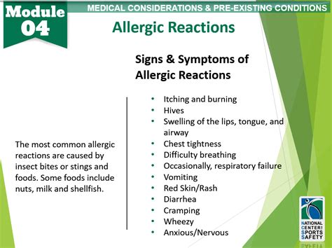 12 Allergic Reactions National Center For Sports Safety