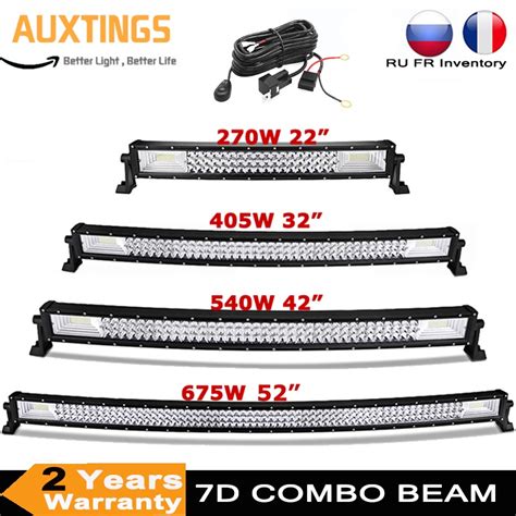 22 32 42 52 Inch 270w 405w 7d Off Road Led Light Bar Curved Led Driving
