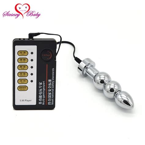 Stainless Steel Anal Electro Plug Beads With Electric Shock Host And