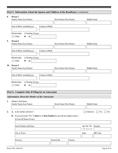 Form I 360 Petition For Amerasian Widower Or Special Immigrant