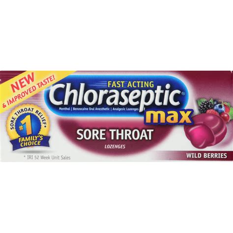 Chloraseptic Sore Throat Lozenges Max Strength Wild Berries 15 Ct