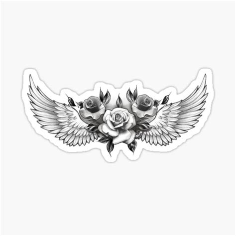 Angel Wings And Roses Tattoo Style Sticker For Sale By Mykerose