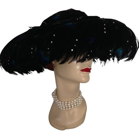 vintage black feather and peacock feather hat feather hat black feathers elegant hats