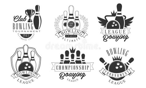 Set Of Vintage Bowling Logos Cartoon Vector Illustration Stock Vector