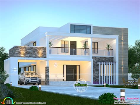Two Storey Flat Roof House Designs