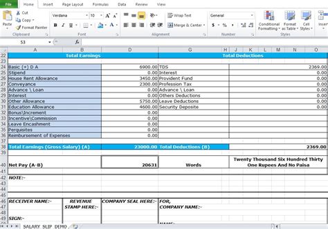 Salary Slip Format In Excel Free Download Excel Tmp