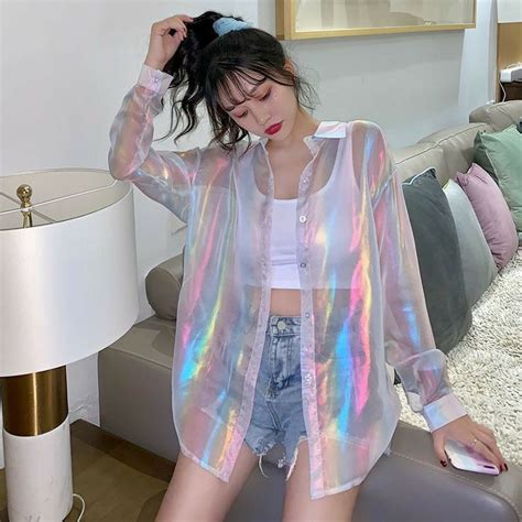 Holographic Shirt Holographic Fashion Casual Outfits Cute Outfits